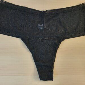 MAIDENFORM Everyday Smooth It Out Black Lace Thong Panty Panties sz XL NWOT